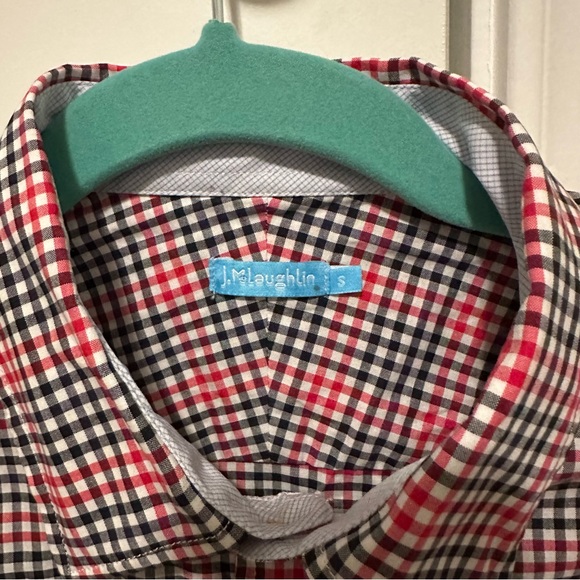 J. McLaughlin Red Black Gingham Check Button Down Shirt Men’s Size S small - Picture 5 of 6